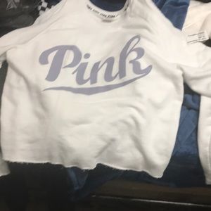 Pink open shoulder sweat shirt